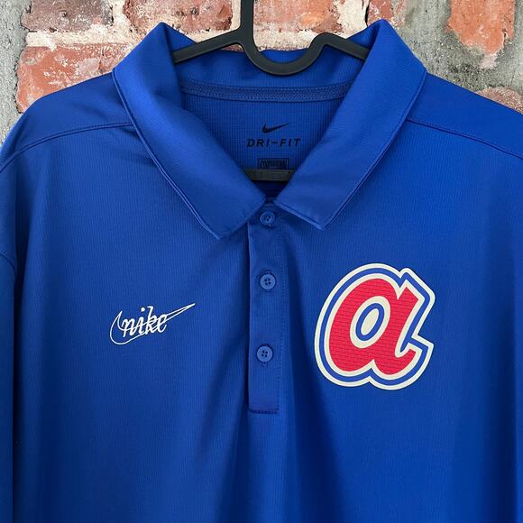 Nike Atlanta Braves Cooperstown Collection Mens Polo Shirt XXL 27x32 - Picture 1 of 4